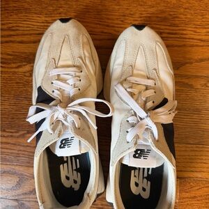 New Balance Cream and Black Athletic Shoes